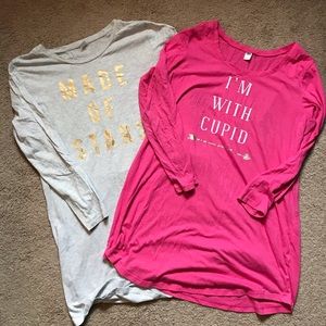 Set of 2 Sleep Shirts - Made of Stars and Cupid